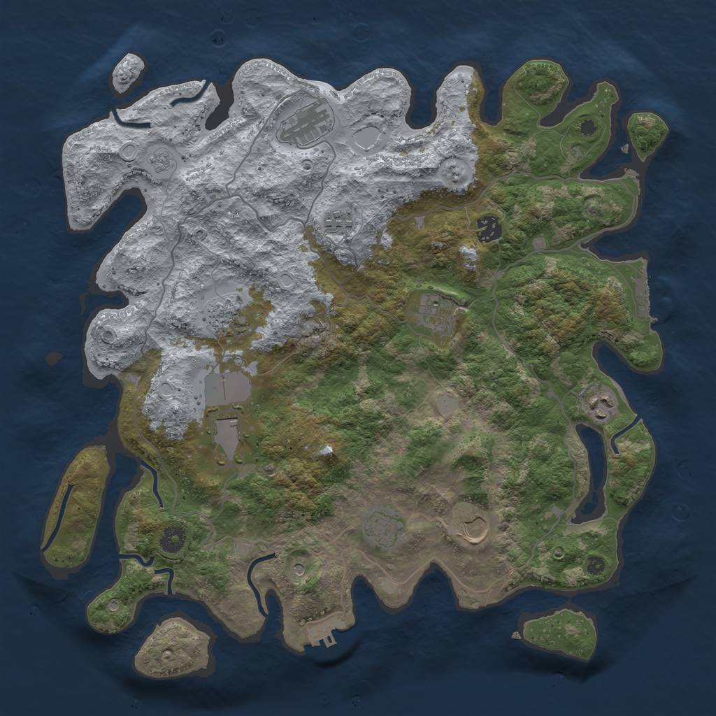 Rust Map: Procedural Map, Size: 4000, Seed: 16666, 18 Monuments