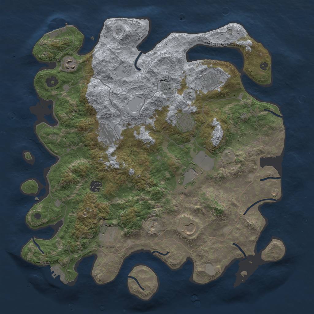 Rust Map: Procedural Map, Size: 4000, Seed: 872726, 18 Monuments