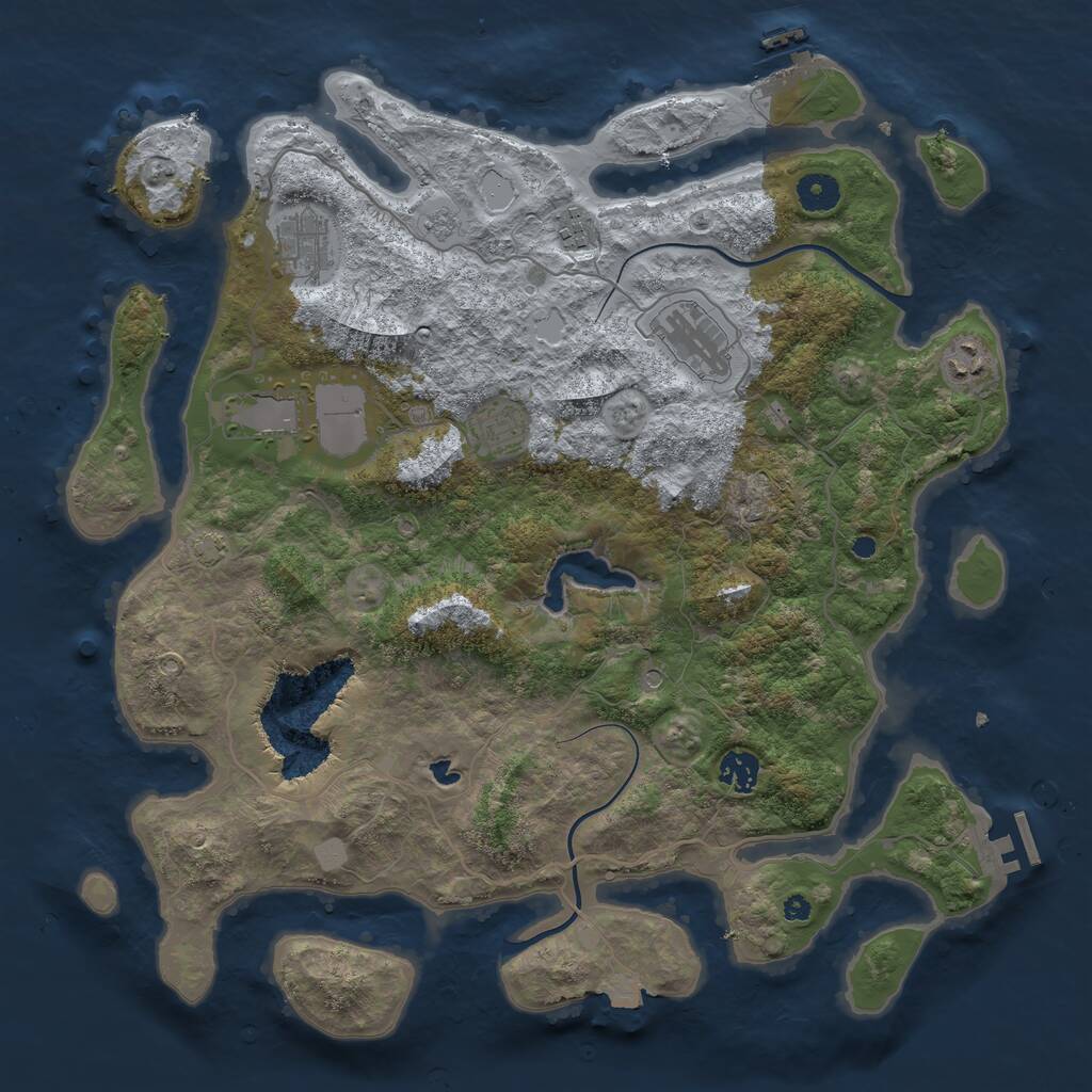 Rust Map: Procedural Map, Size: 4000, Seed: 312005, 13 Monuments