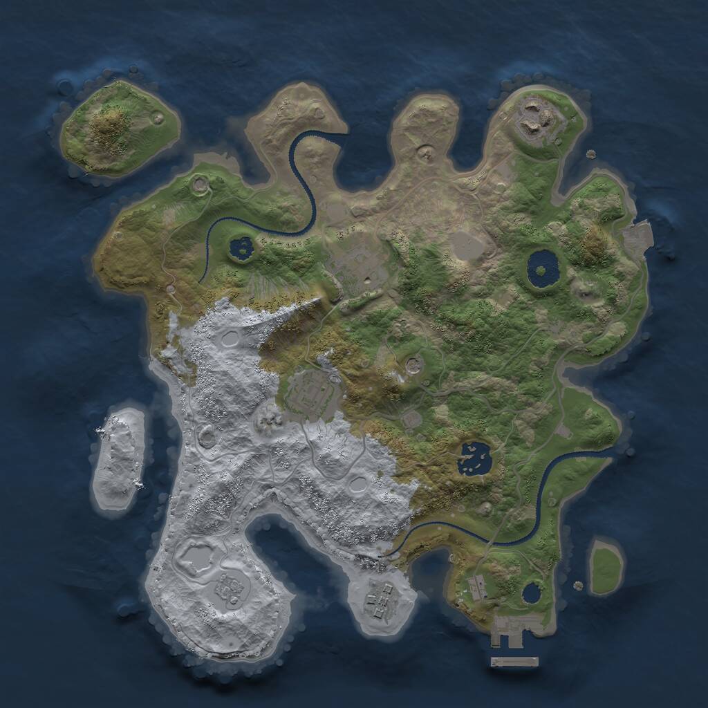 Rust Map: Procedural Map, Size: 3000, Seed: 380478, 9 Monuments