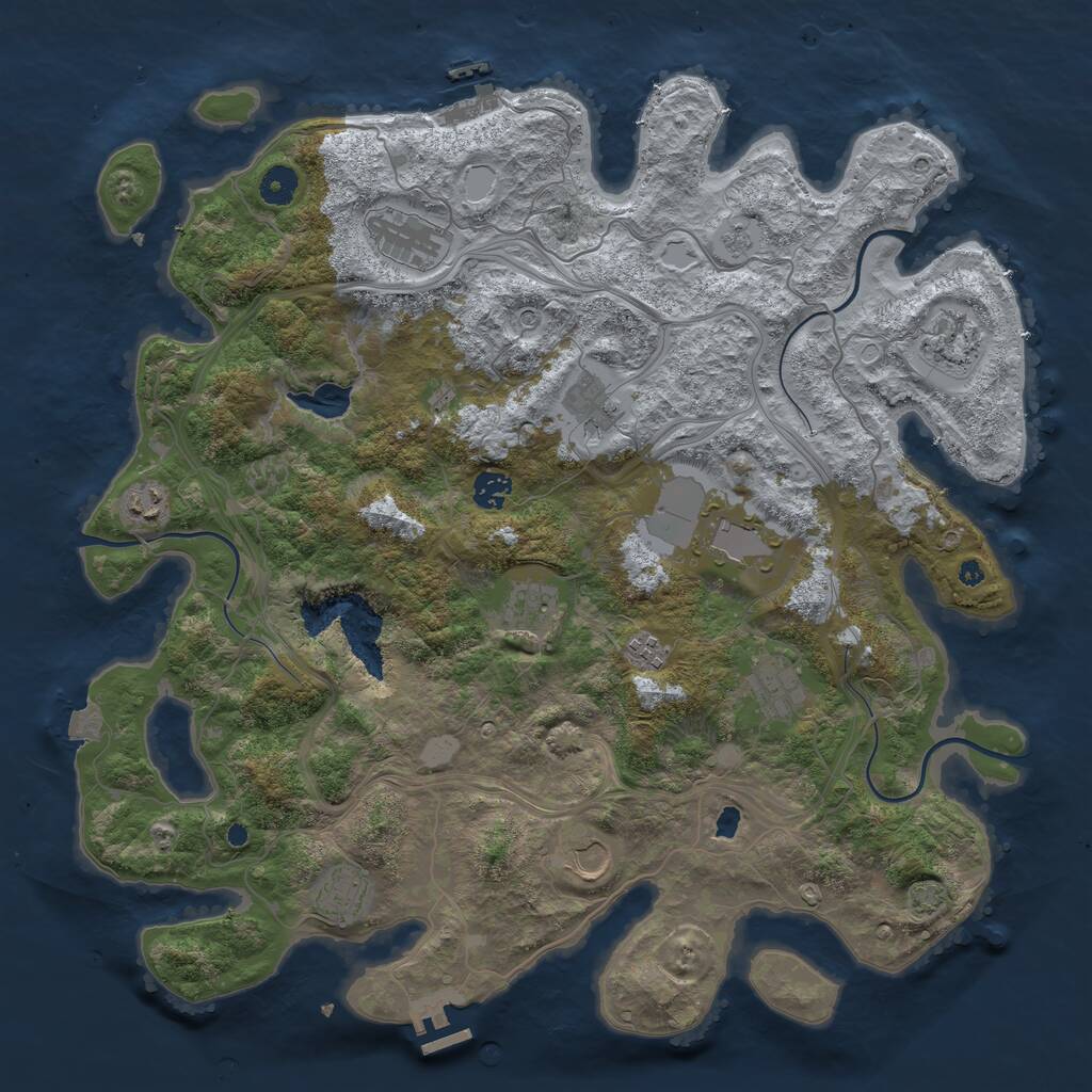 Rust Map: Procedural Map, Size: 4250, Seed: 1076994083, 17 Monuments