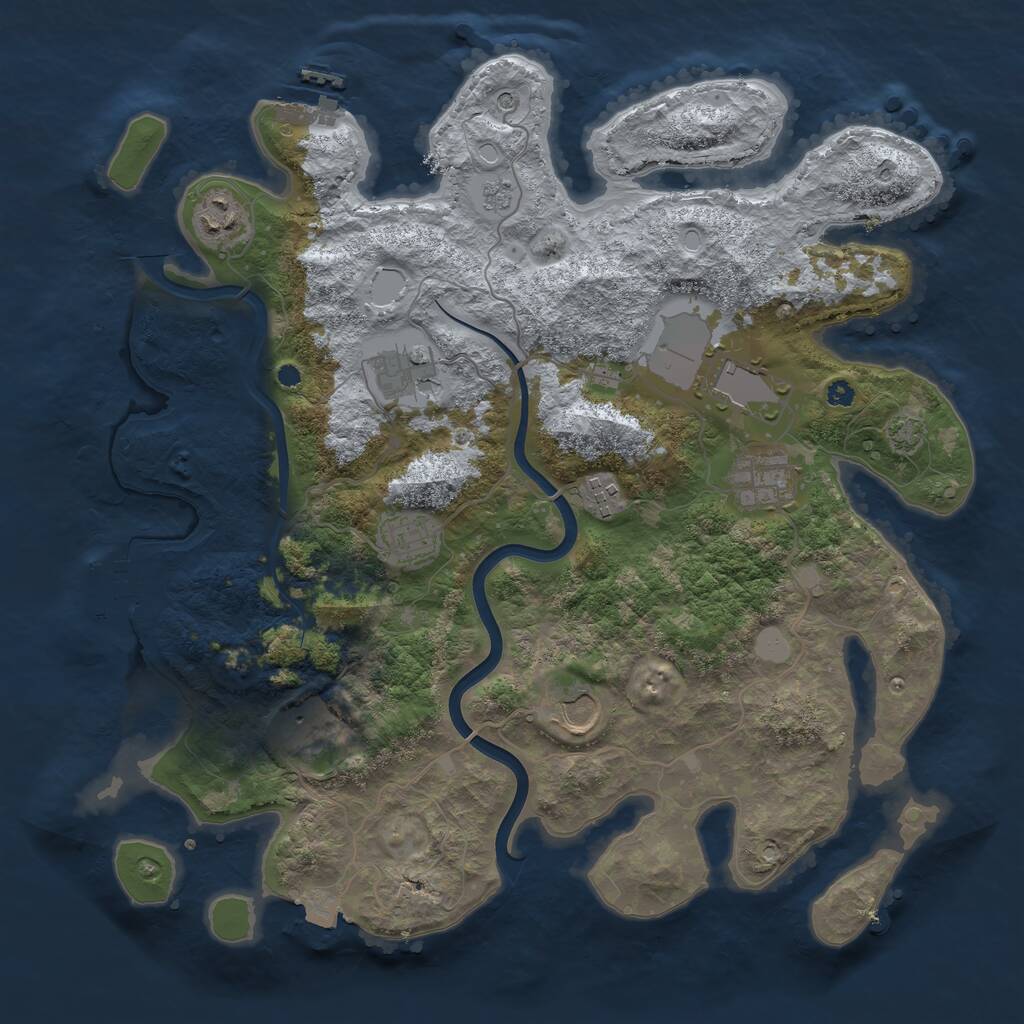 Rust Map: Procedural Map, Size: 3750, Seed: 3552373, 14 Monuments