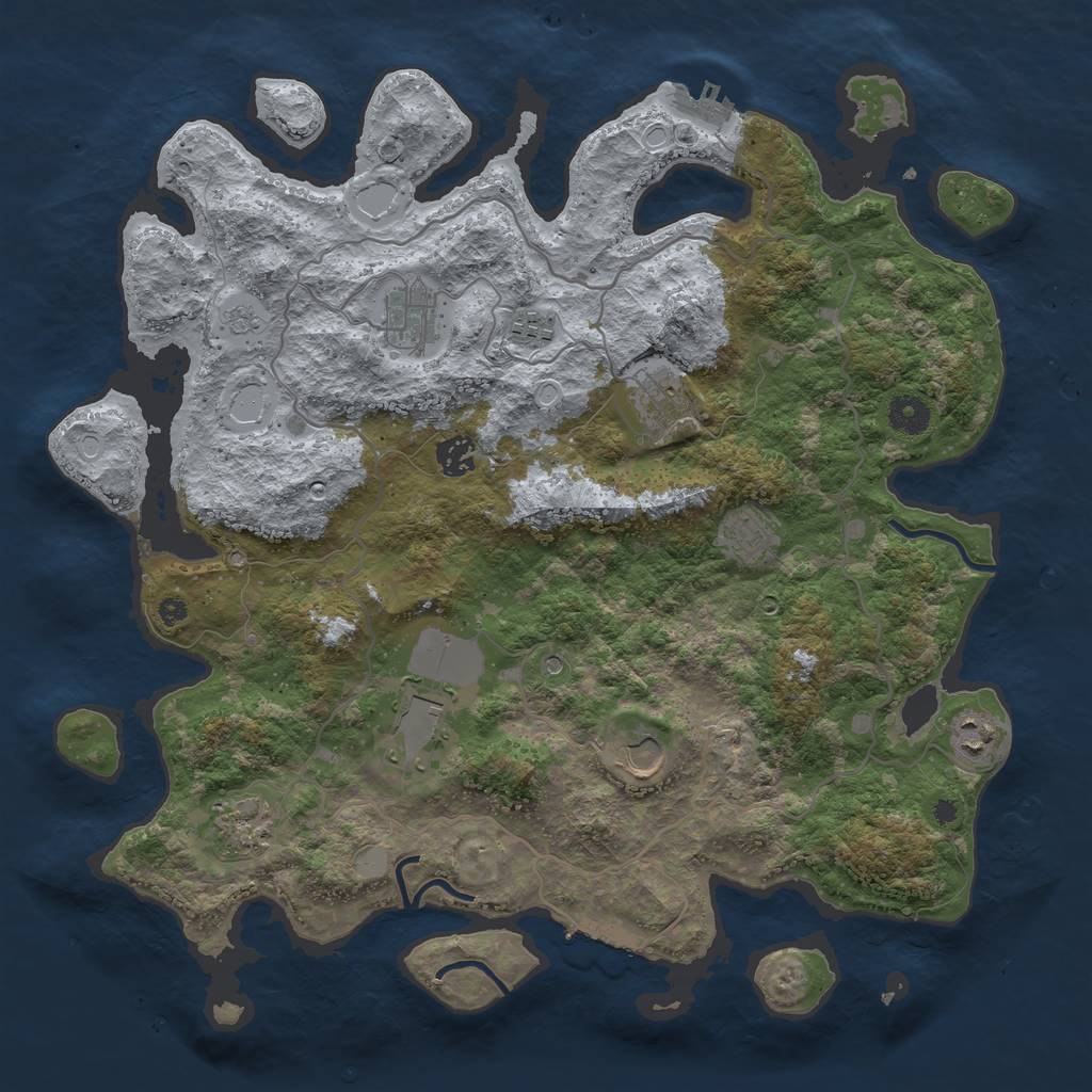 Rust Map: Procedural Map, Size: 4000, Seed: 208172, 18 Monuments