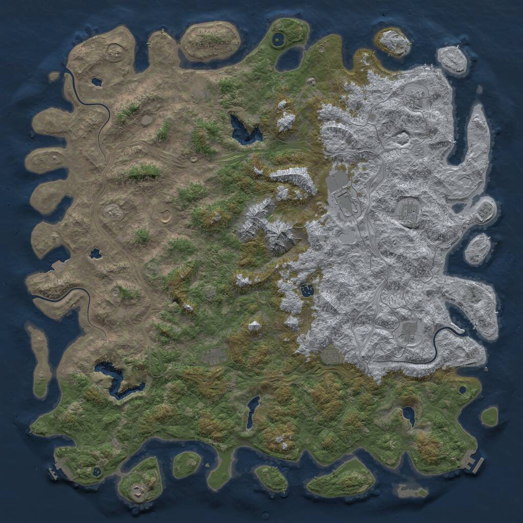 Rust Map: Procedural Map, Size: 6000, Seed: 7462, 17 Monuments