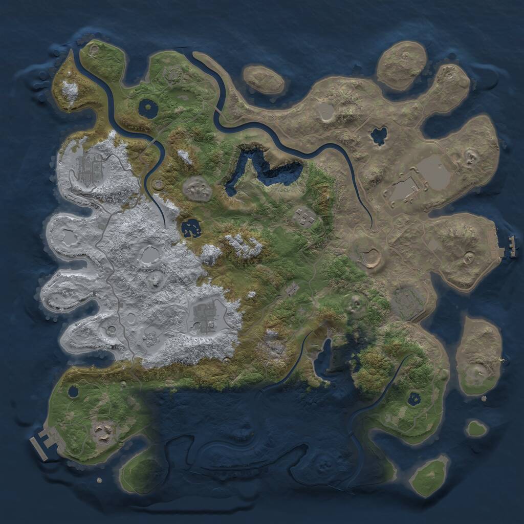 Rust Map: Procedural Map, Size: 4000, Seed: 674942, 14 Monuments