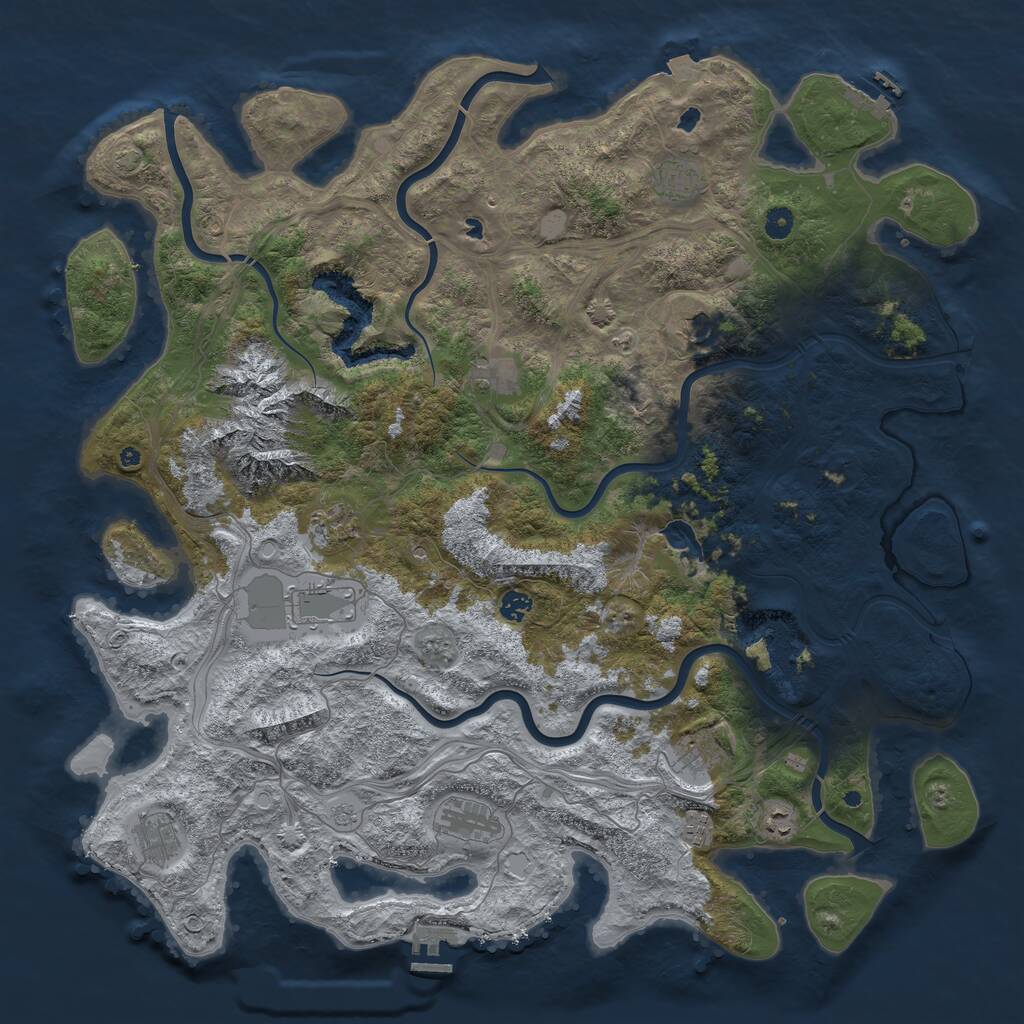 Rust Map: Procedural Map, Size: 5000, Seed: 7601678, 17 Monuments