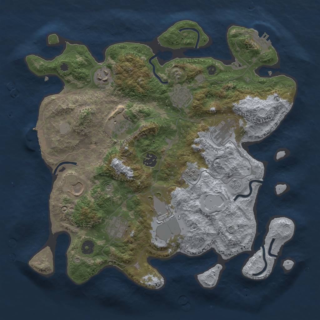 Rust Map: Procedural Map, Size: 3500, Seed: 1287874861, 18 Monuments