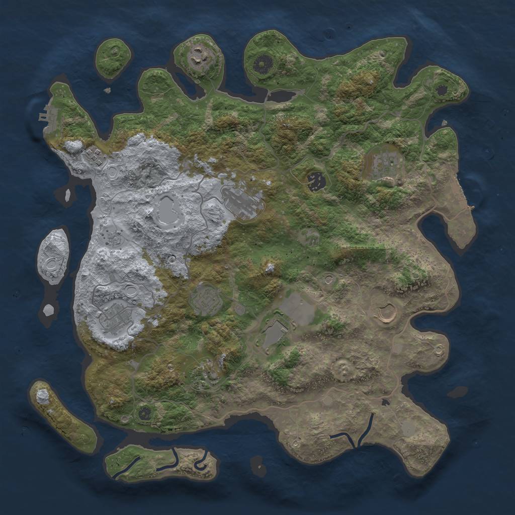 Rust Map: Procedural Map, Size: 4000, Seed: 266235, 19 Monuments
