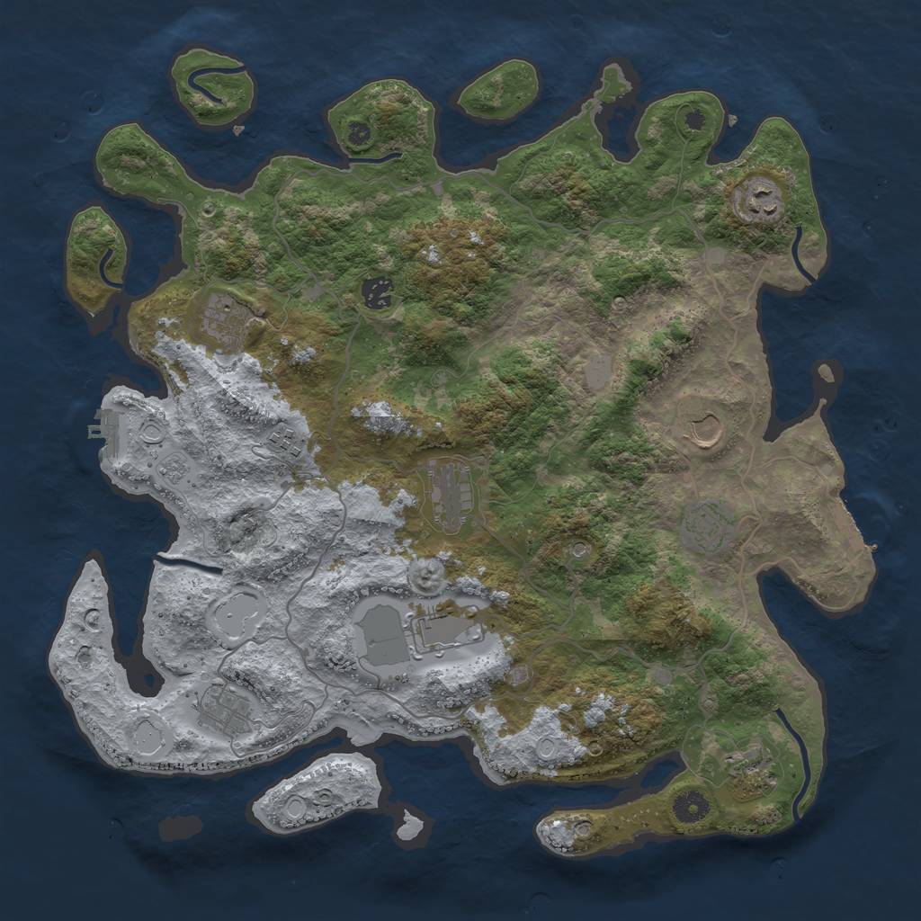 Rust Map: Procedural Map, Size: 4100, Seed: 1568, 19 Monuments