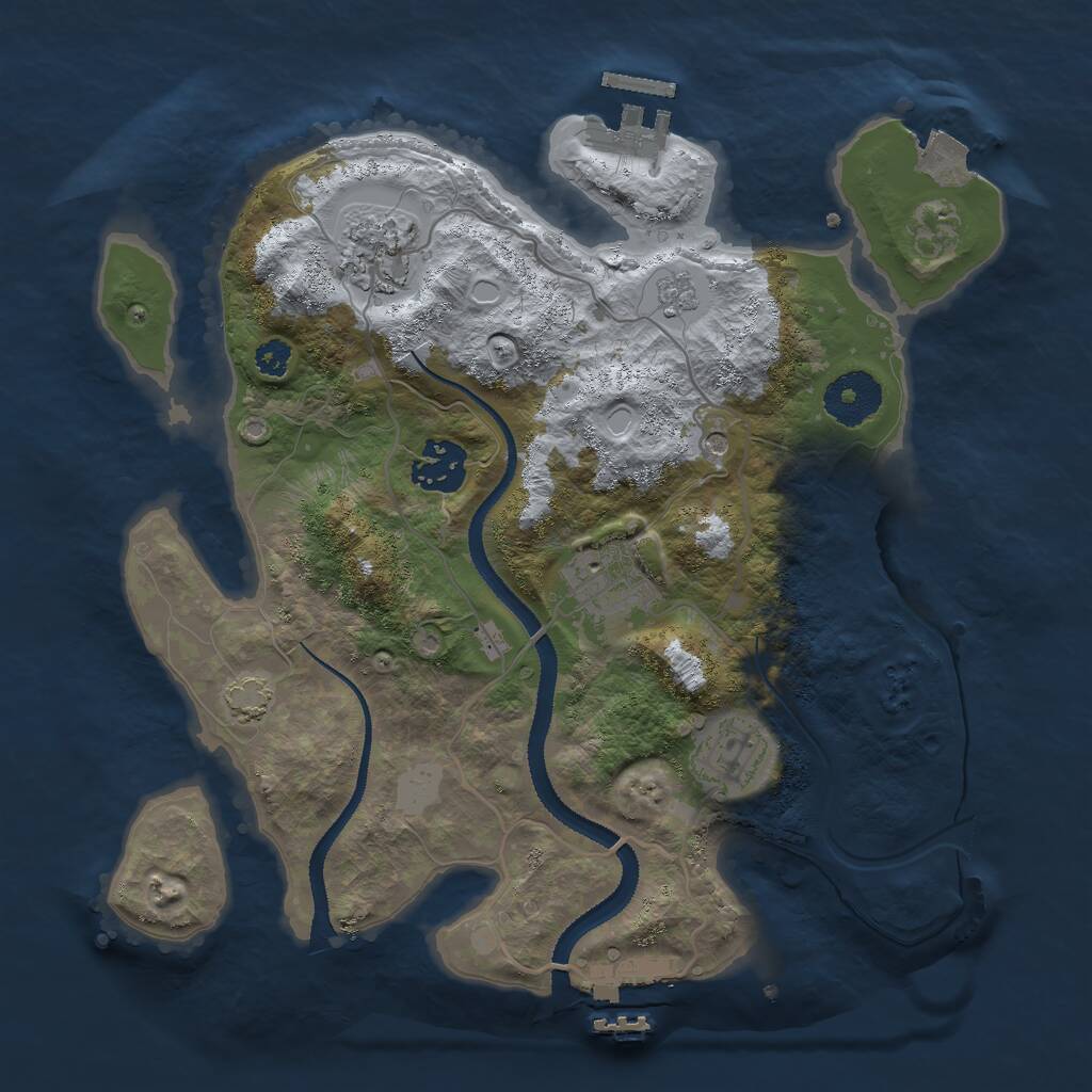 Rust Map: Procedural Map, Size: 3000, Seed: 305771, 10 Monuments