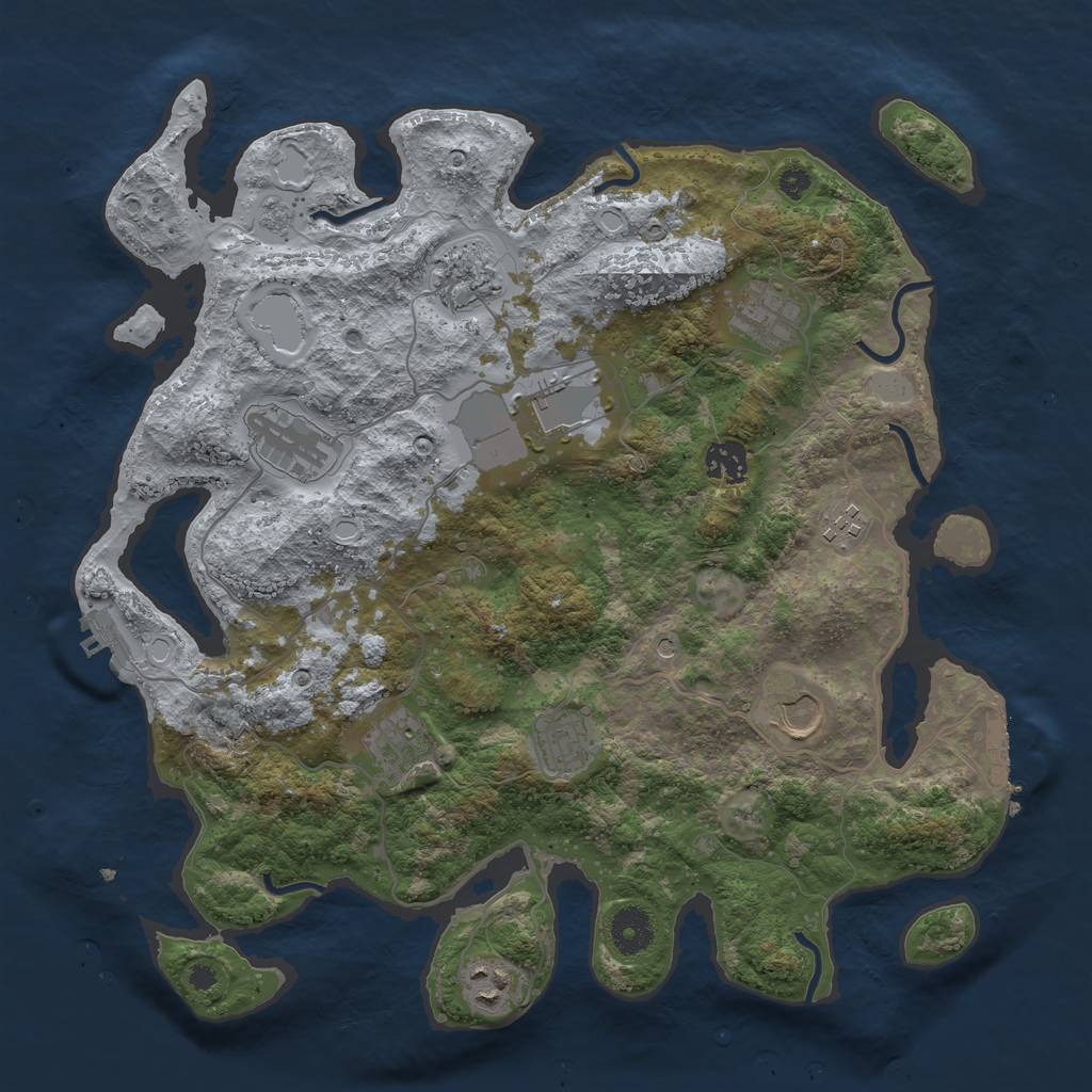 Rust Map: Procedural Map, Size: 3700, Seed: 172912549, 19 Monuments