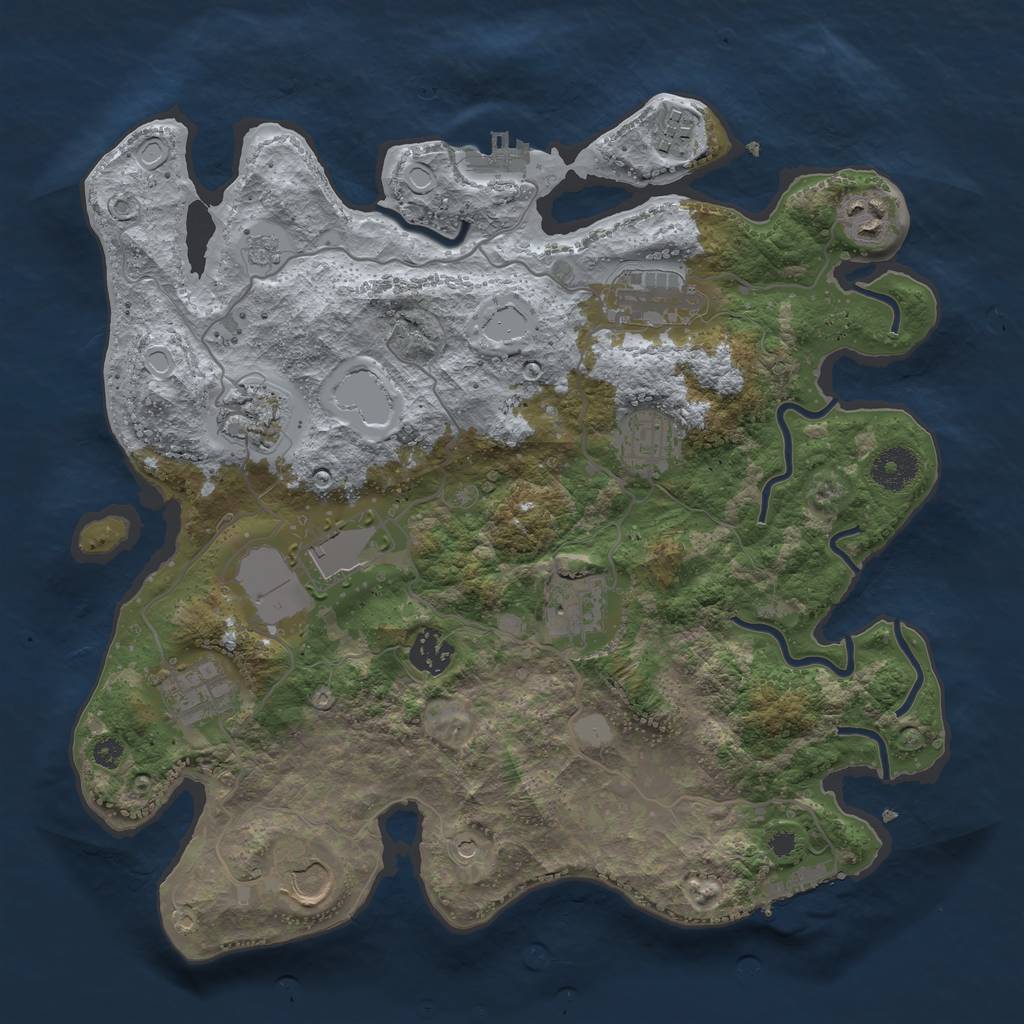 Rust Map: Procedural Map, Size: 3500, Seed: 2013591591, 19 Monuments