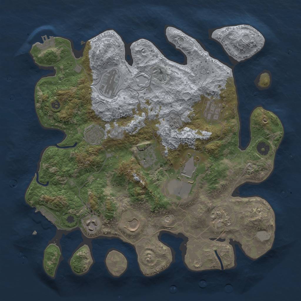 Rust Map: Procedural Map, Size: 3500, Seed: 9454326, 18 Monuments