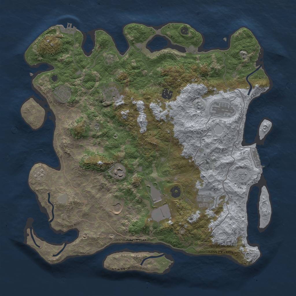 Rust Map: Procedural Map, Size: 4000, Seed: 12435, 18 Monuments