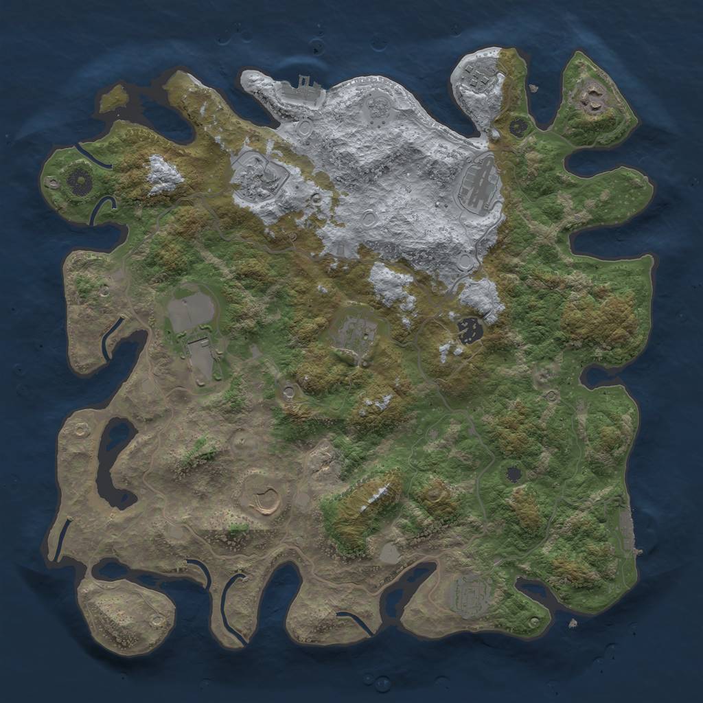 Rust Map: Procedural Map, Size: 4000, Seed: 104124, 18 Monuments