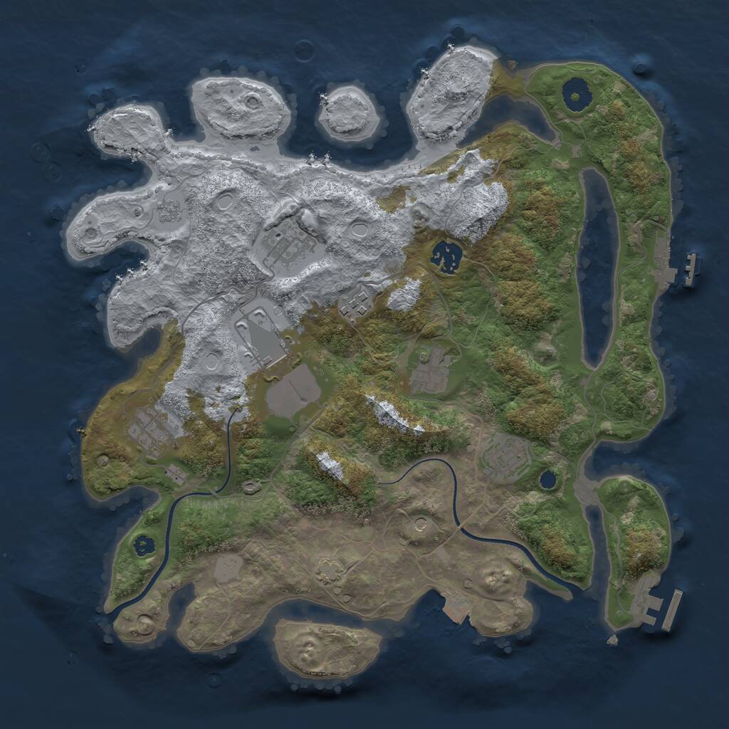 Rust Map: Procedural Map, Size: 3500, Seed: 2023214, 13 Monuments