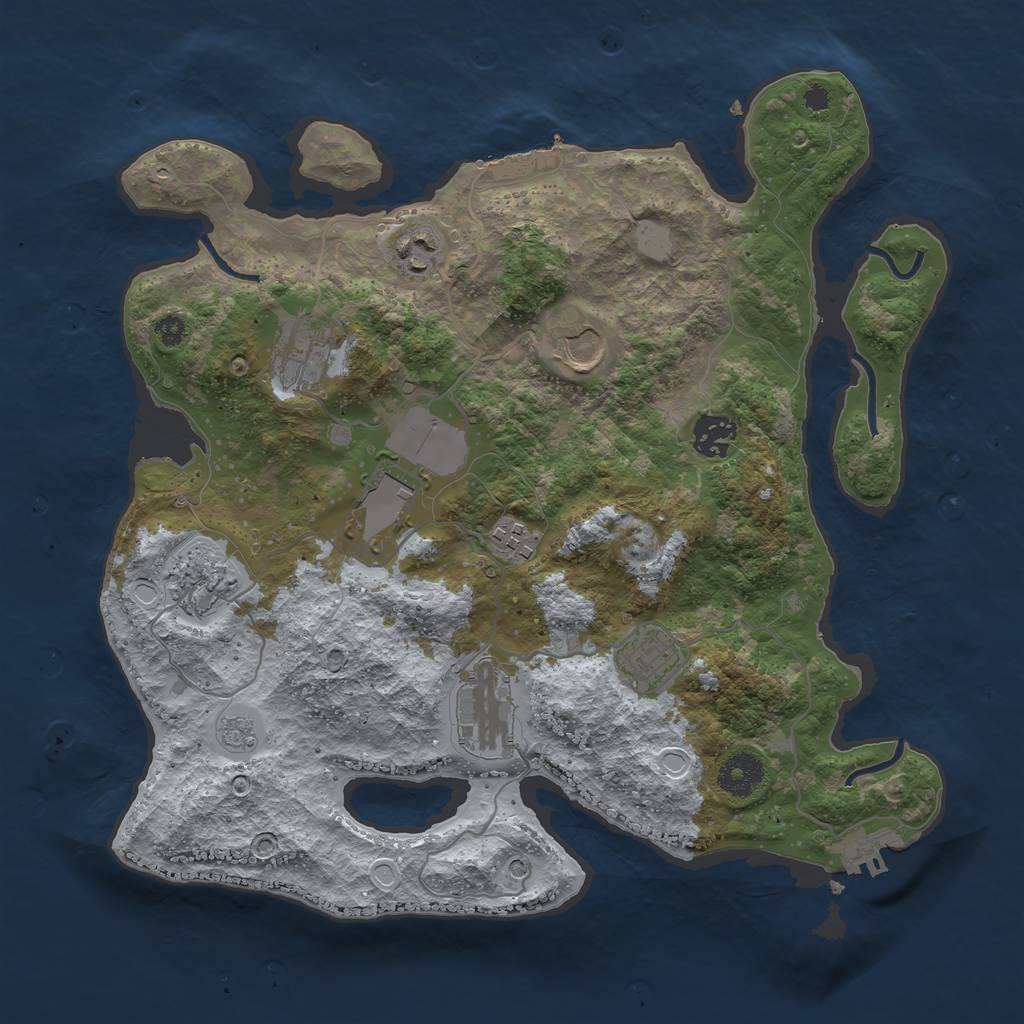 Rust Map: Procedural Map, Size: 3500, Seed: 1087287611, 18 Monuments