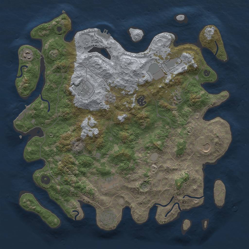 Rust Map: Procedural Map, Size: 4000, Seed: 828190, 18 Monuments