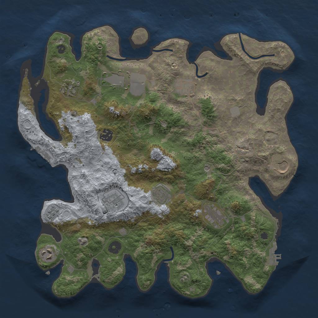 Rust Map: Procedural Map, Size: 3750, Seed: 64387343, 18 Monuments