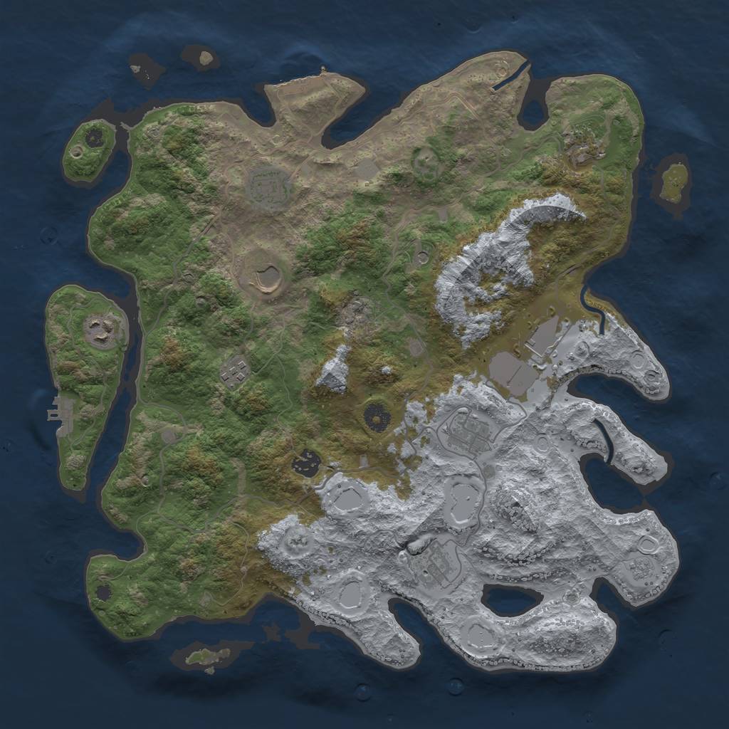 Rust Map: Procedural Map, Size: 4000, Seed: 66057081, 18 Monuments