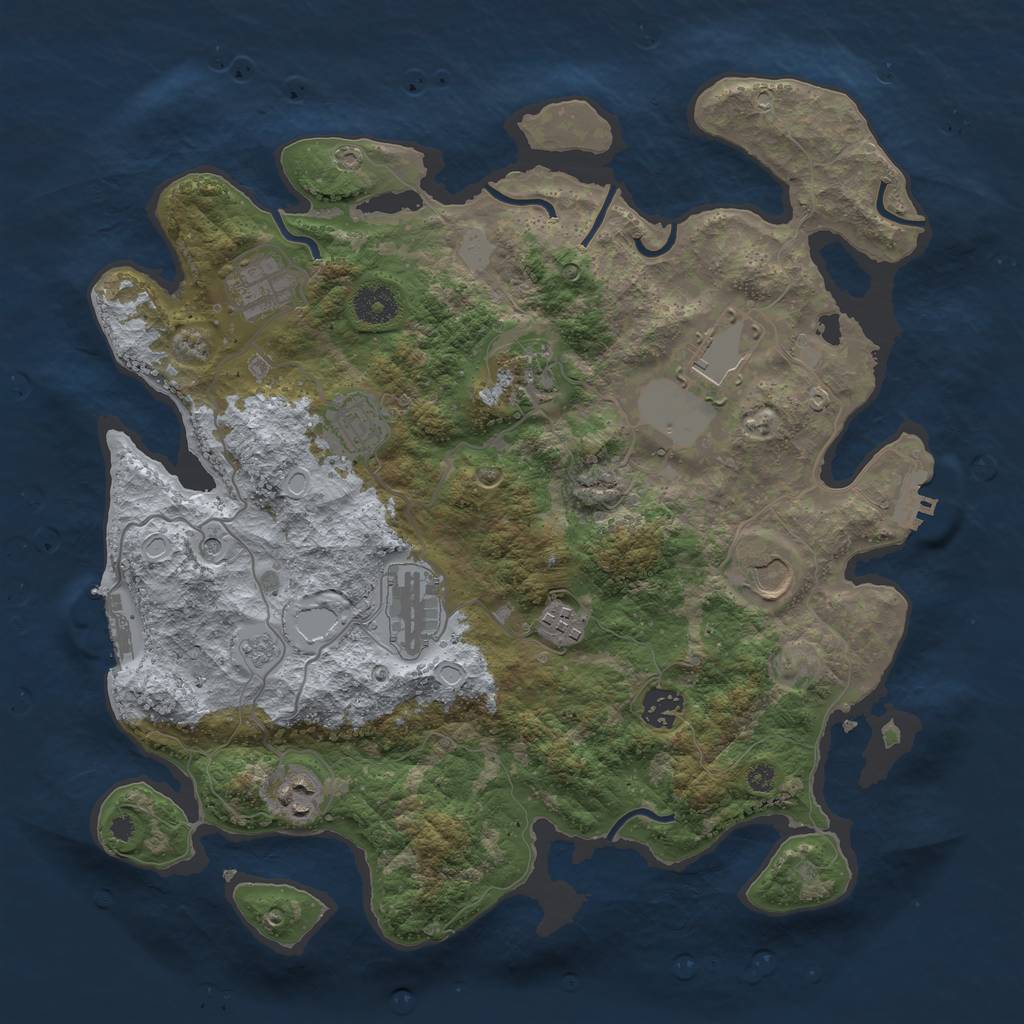 Rust Map: Procedural Map, Size: 3700, Seed: 638318590, 18 Monuments