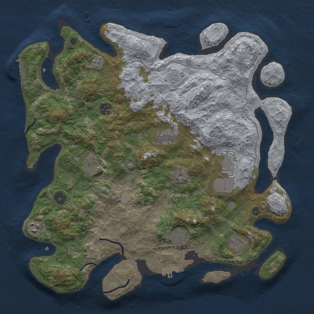 Rust Map: Procedural Map, Size: 4000, Seed: 432799, 17 Monuments