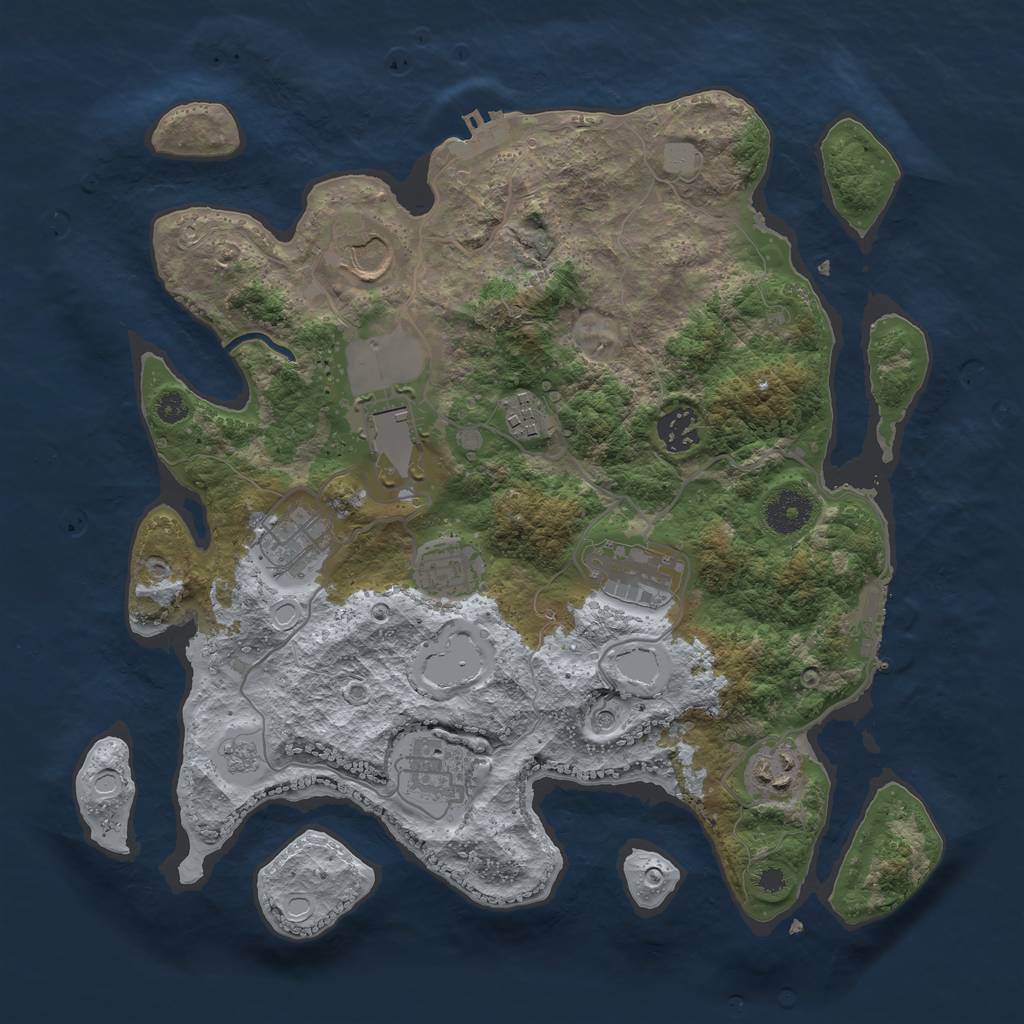 Rust Map: Procedural Map, Size: 3500, Seed: 1397619574, 18 Monuments