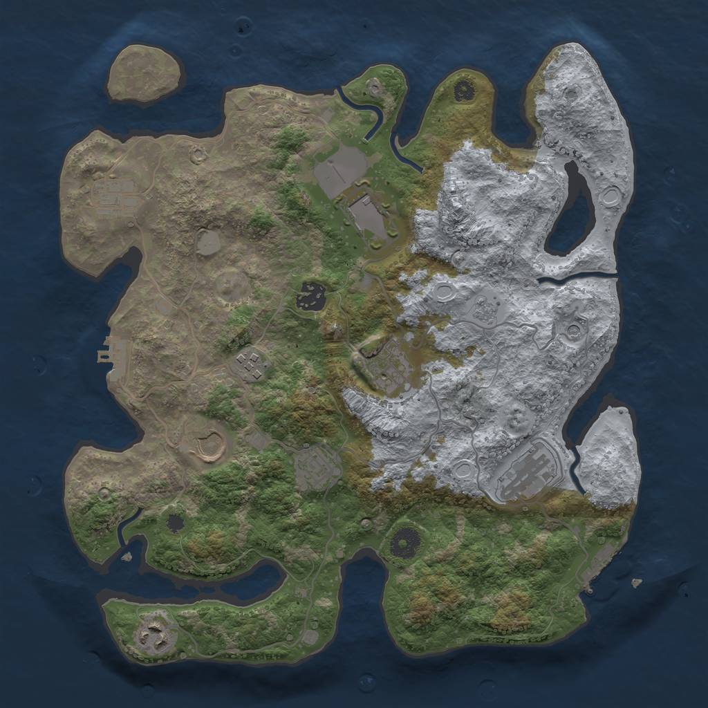 Rust Map: Procedural Map, Size: 3500, Seed: 341454755, 18 Monuments
