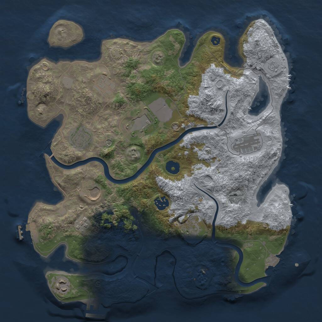 Rust Map: Procedural Map, Size: 3500, Seed: 341454755, 15 Monuments