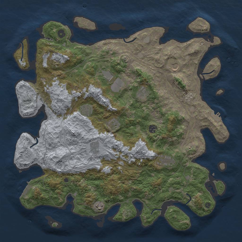 Rust Map: Procedural Map, Size: 4500, Seed: 1912341437, 20 Monuments