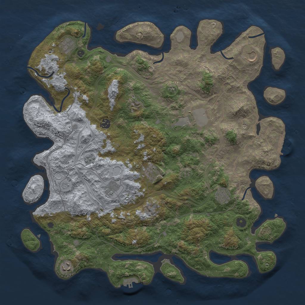 Rust Map: Procedural Map, Size: 4500, Seed: 542278014, 19 Monuments
