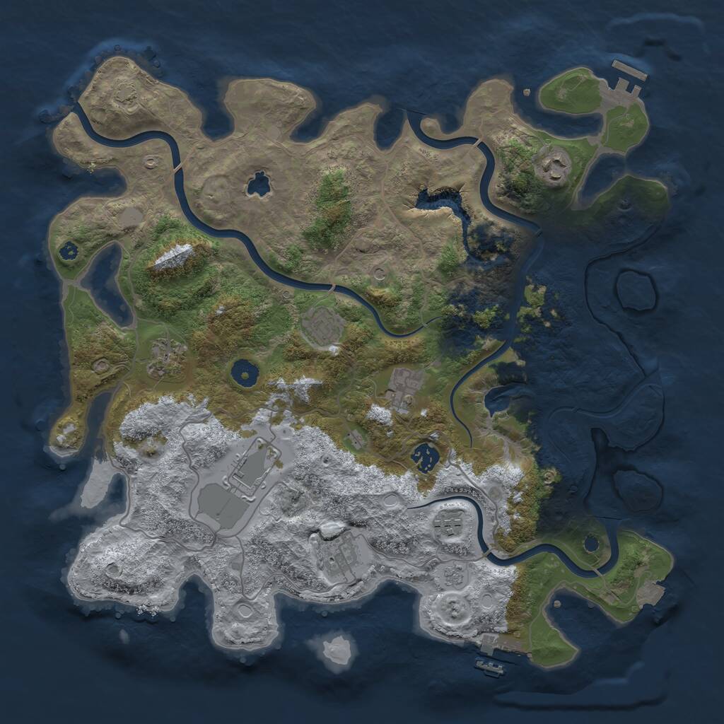 Rust Map: Procedural Map, Size: 4000, Seed: 588395829, 14 Monuments