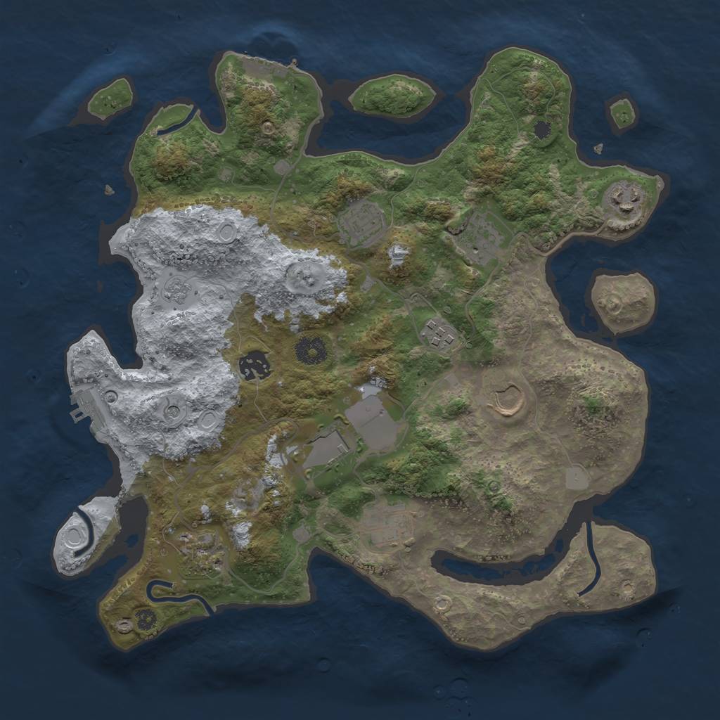 Rust Map: Procedural Map, Size: 3500, Seed: 1086915470, 18 Monuments