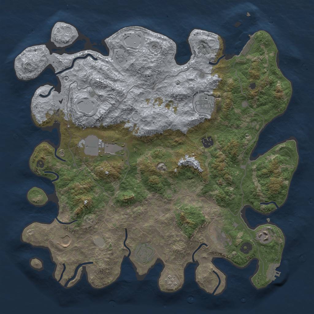Rust Map: Procedural Map, Size: 4000, Seed: 458325, 17 Monuments