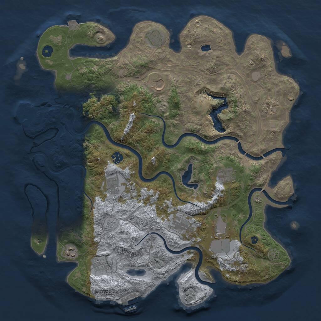 Rust Map: Procedural Map, Size: 4250, Seed: 2011592825, 17 Monuments