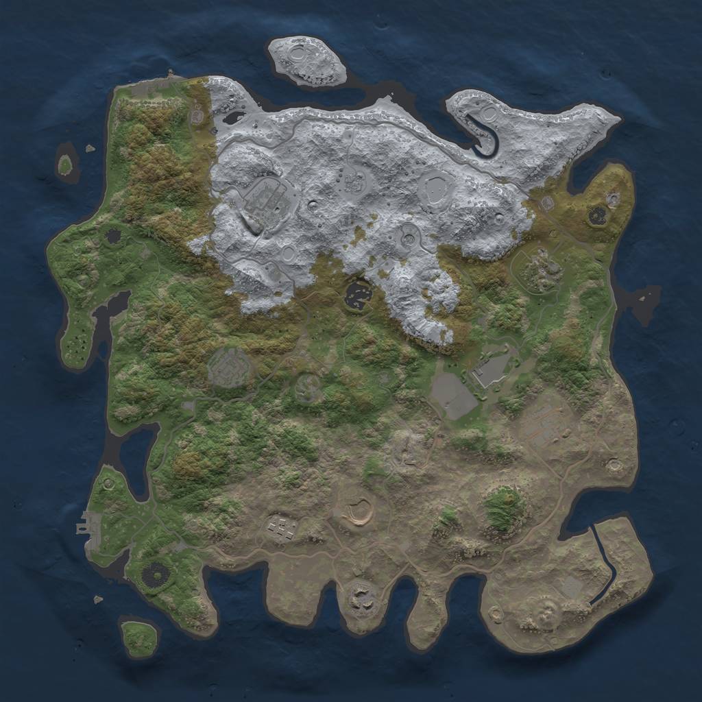 Rust Map: Procedural Map, Size: 4000, Seed: 60176, 18 Monuments