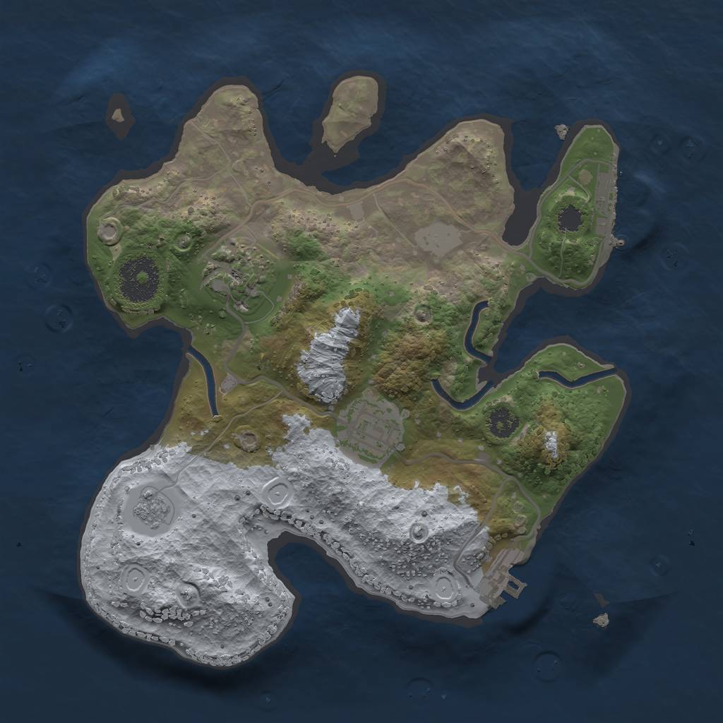 Rust Map: Procedural Map, Size: 2501, Seed: 2147483647, 10 Monuments