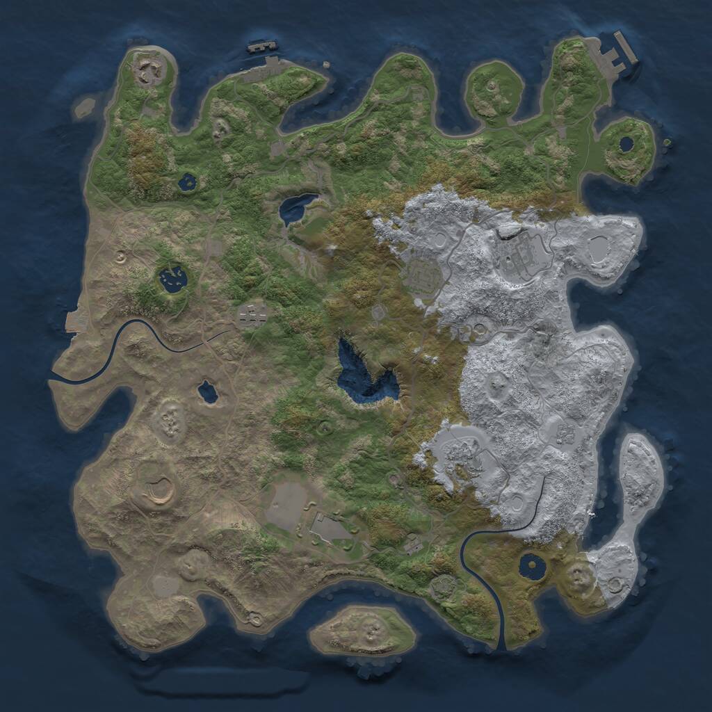 Rust Map: Procedural Map, Size: 4000, Seed: 342421, 14 Monuments