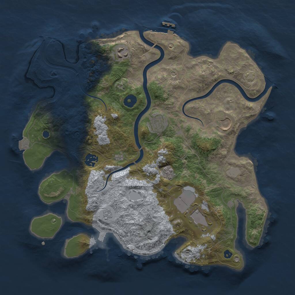 Rust Map: Procedural Map, Size: 3500, Seed: 383680415, 11 Monuments