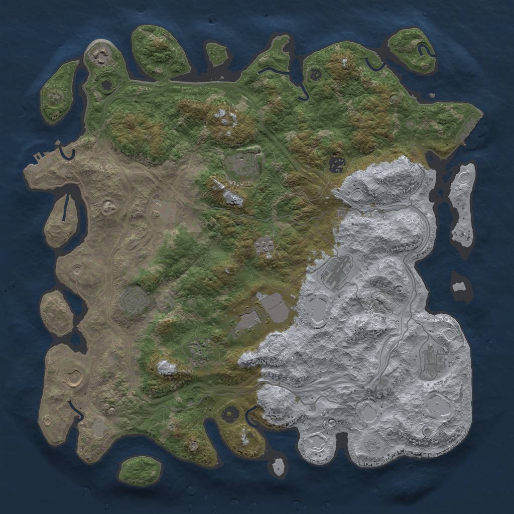 Rust Map: Procedural Map, Size: 4500, Seed: 558400573, 20 Monuments