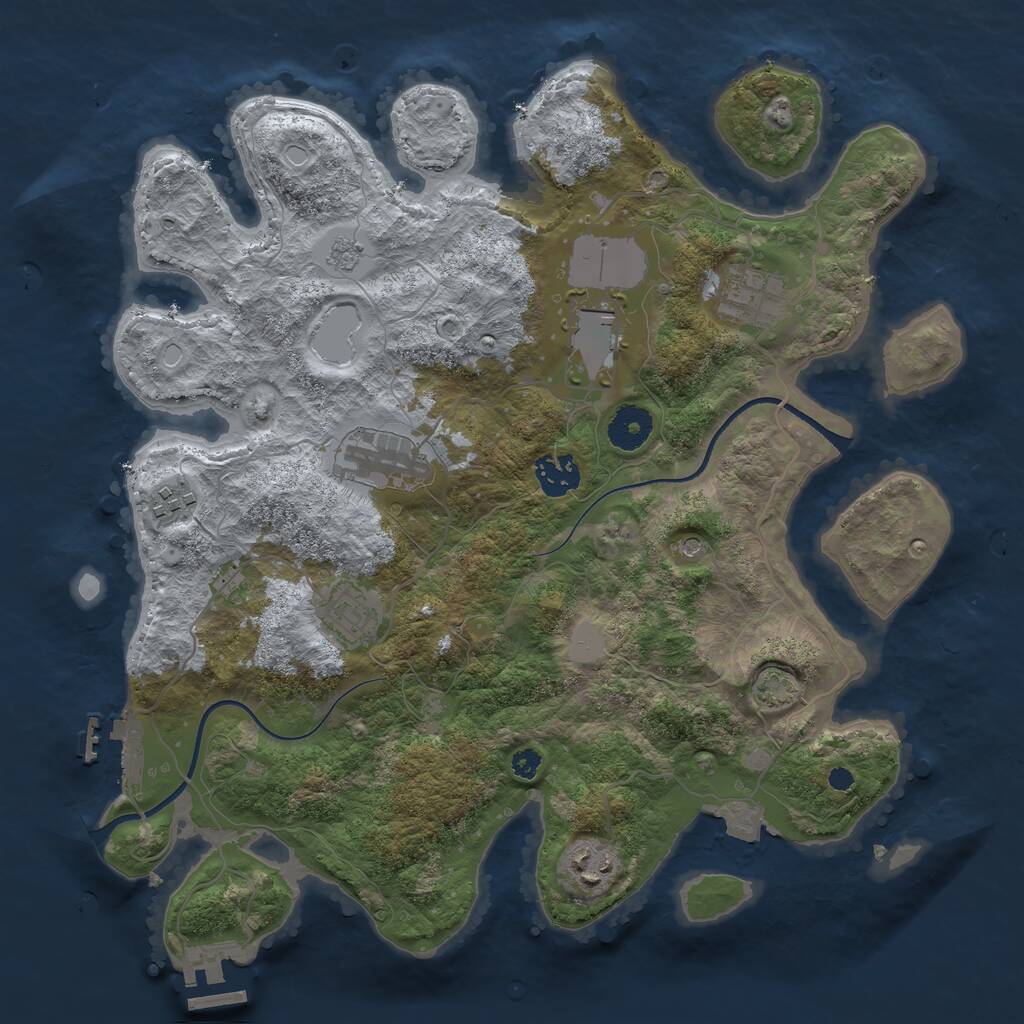 Rust Map: Procedural Map, Size: 3500, Seed: 1607067464, 13 Monuments