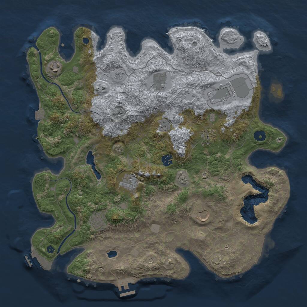 Rust Map: Procedural Map, Size: 4000, Seed: 1424, 15 Monuments