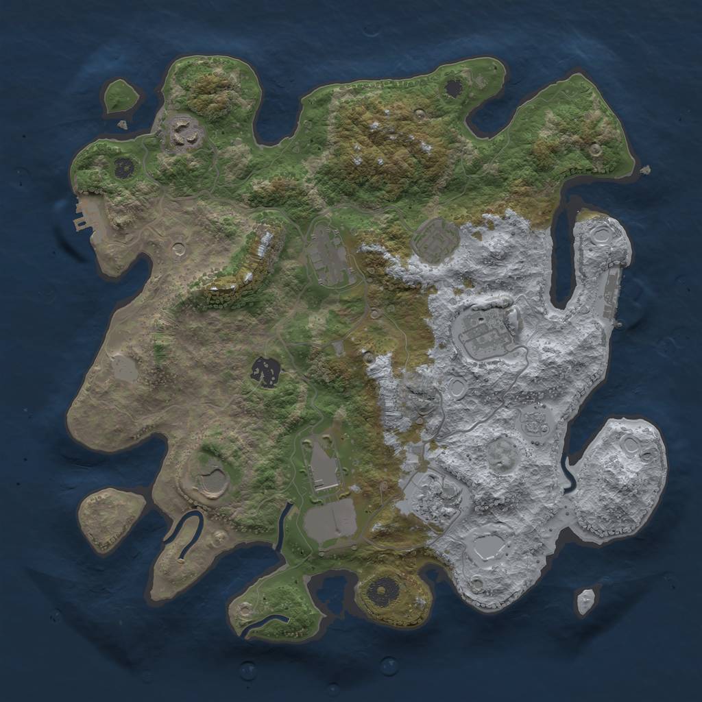 Rust Map: Procedural Map, Size: 3500, Seed: 311548371, 17 Monuments
