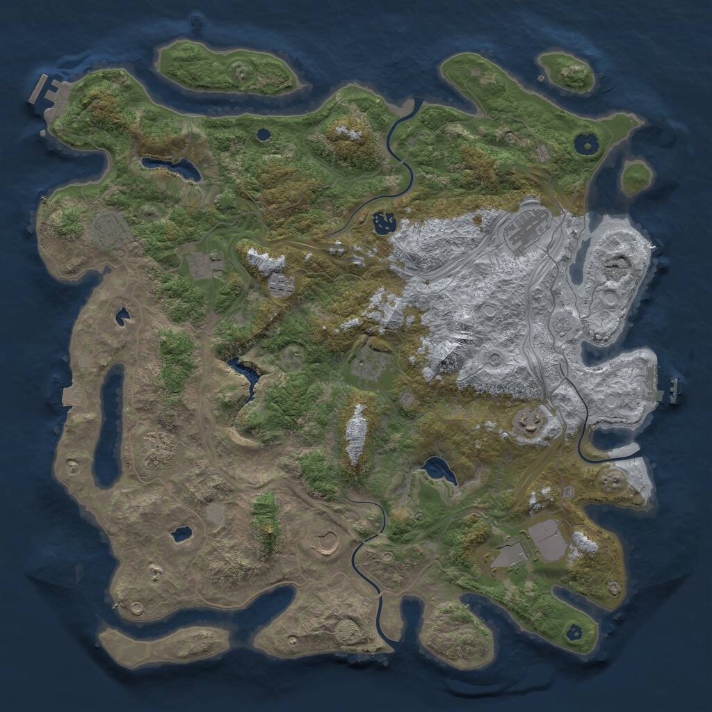 Rust Map: Procedural Map, Size: 4500, Seed: 582702121, 16 Monuments