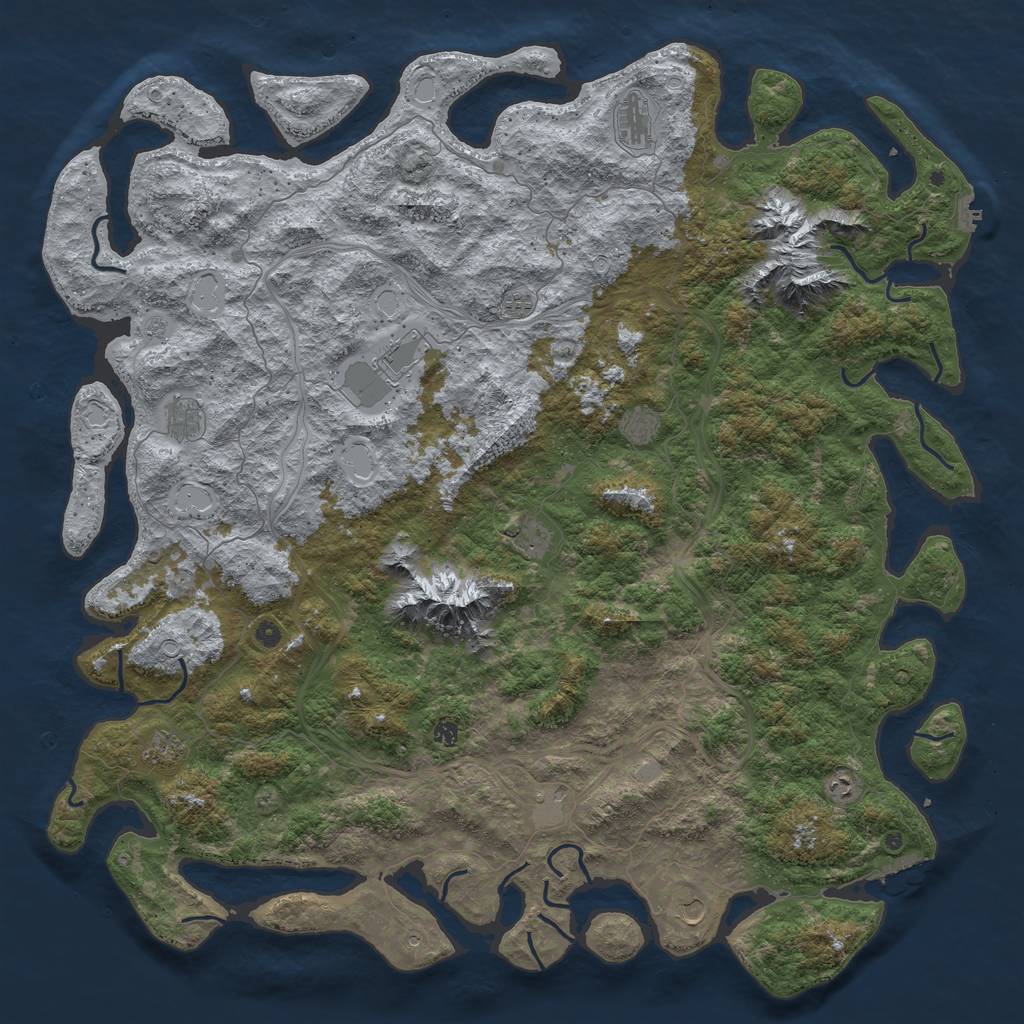 Rust Map: Procedural Map, Size: 6000, Seed: 5466, 20 Monuments