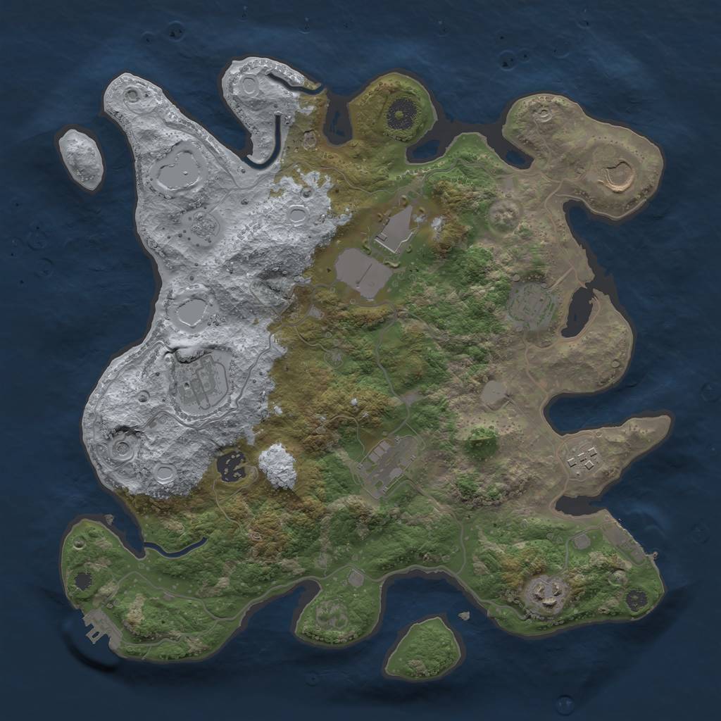 Rust Map: Procedural Map, Size: 3500, Seed: 157783770, 17 Monuments
