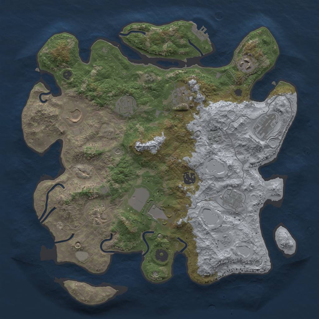 Rust Map: Procedural Map, Size: 3700, Seed: 21309, 18 Monuments