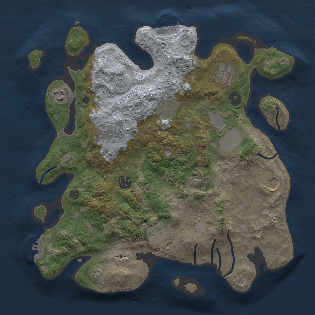 Rust Map: Procedural Map, Size: 3500, Seed: 186431390, 19 Monuments
