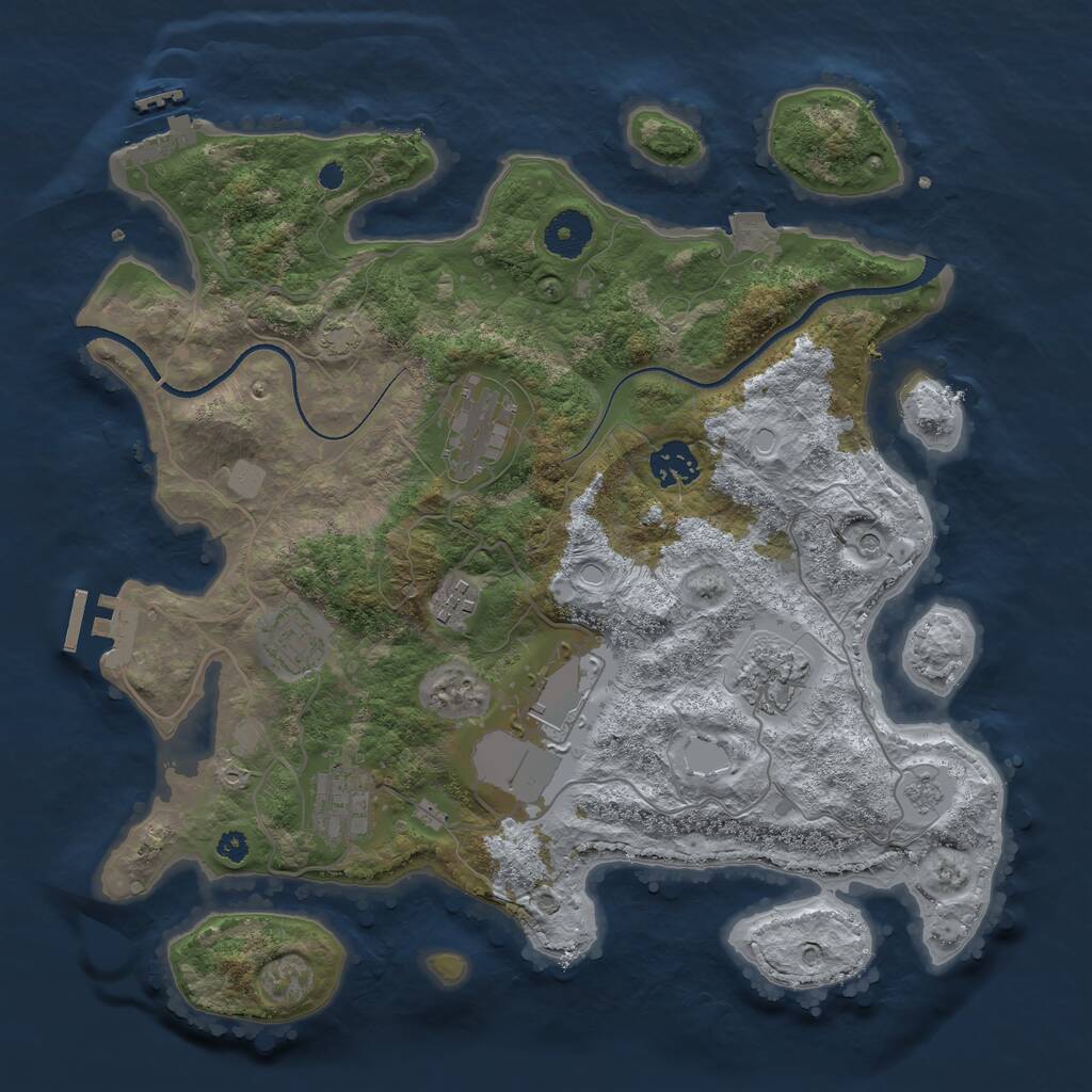 Rust Map: Procedural Map, Size: 3500, Seed: 1328138545, 13 Monuments