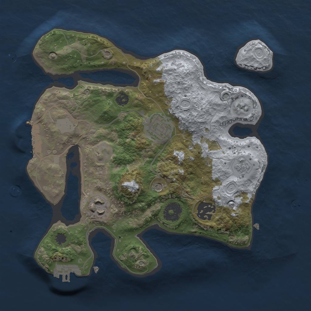 Rust Map: Procedural Map, Size: 2500, Seed: 366478015, 12 Monuments